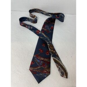 London Fog Necktie‎ Floral Abstract Pattern Silk Blend Men's Tie